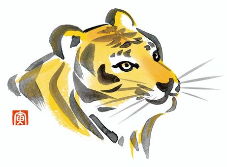 口の中に2022があるトラの顔のフリーイラストフリーイラスト・クラシック フリクラ