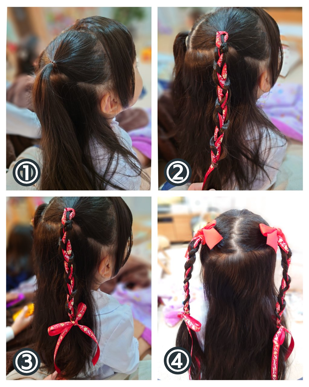 子供のヘアアレンジ 保育士に褒められたクリスマスヘア元アパレル店員さとこの姉妹コーデと育児日記