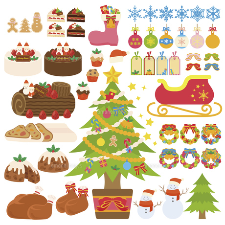 飾りのたくさんついたクリスマスツリーの無料 フリー イラストかわいい手描きの無料素材「てがきっず」保育園・小学校・介護施設にぴったりのフリー素材 イラスト