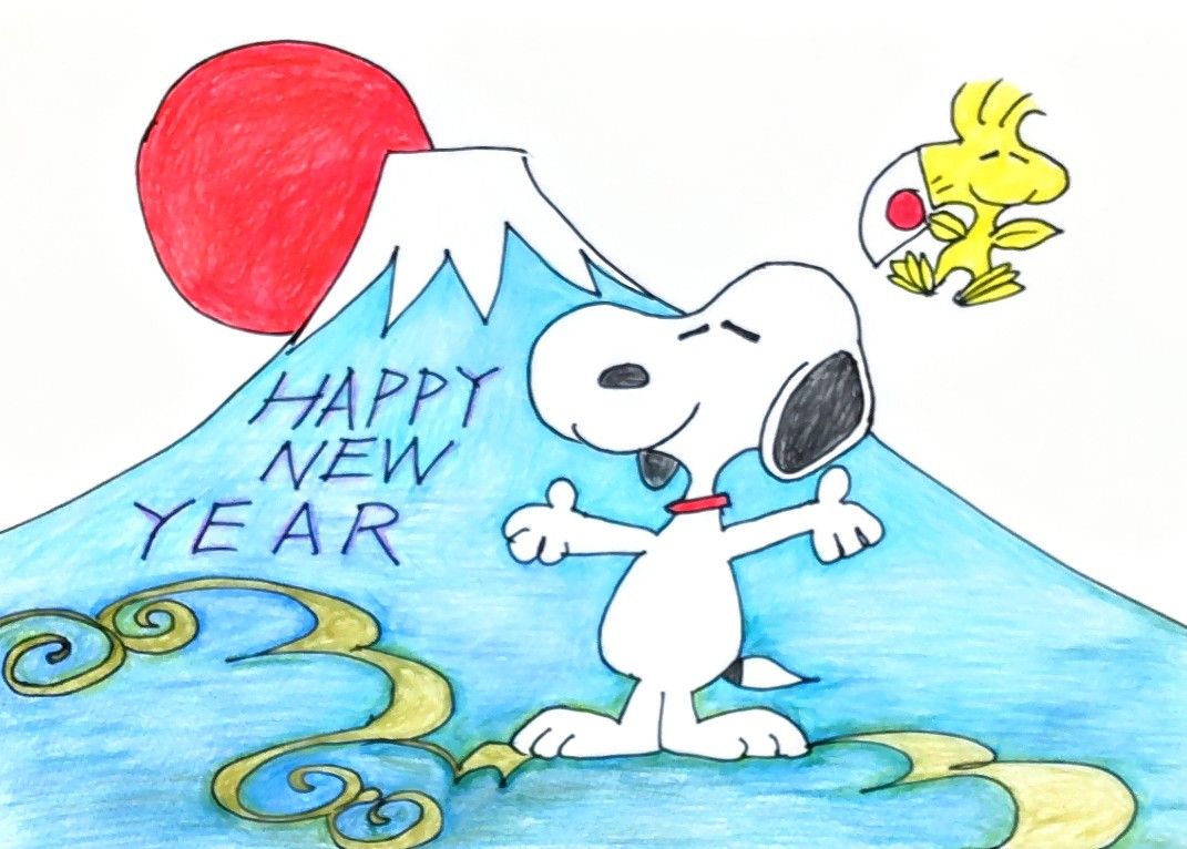 スヌーピーイオンの2026年午年 イラスト付き年賀状