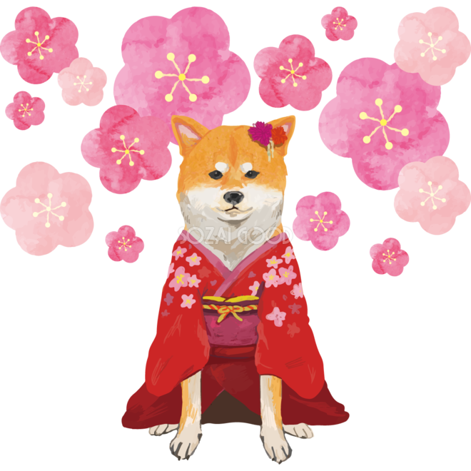 お正月遊びをする女の子のイラストイラスト無料・かわいいテンプレート