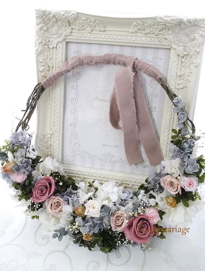 ウエディング リースブーケ リースブーケ アーティフィシャルフラワーブーケ ウェディングブーケfavori-m,s