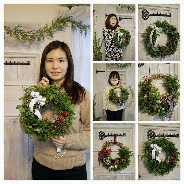 フレッシュクリスマスリースの作り方！サツマスギやヒノキなど生のグリーンを使ったクリスマスリース