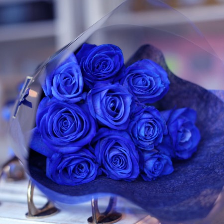 太田基裕様のBDイベント祝い花束風フラスタ 黒×青 @横浜ランドマークホールフラスタ 楽屋花 はなしごと