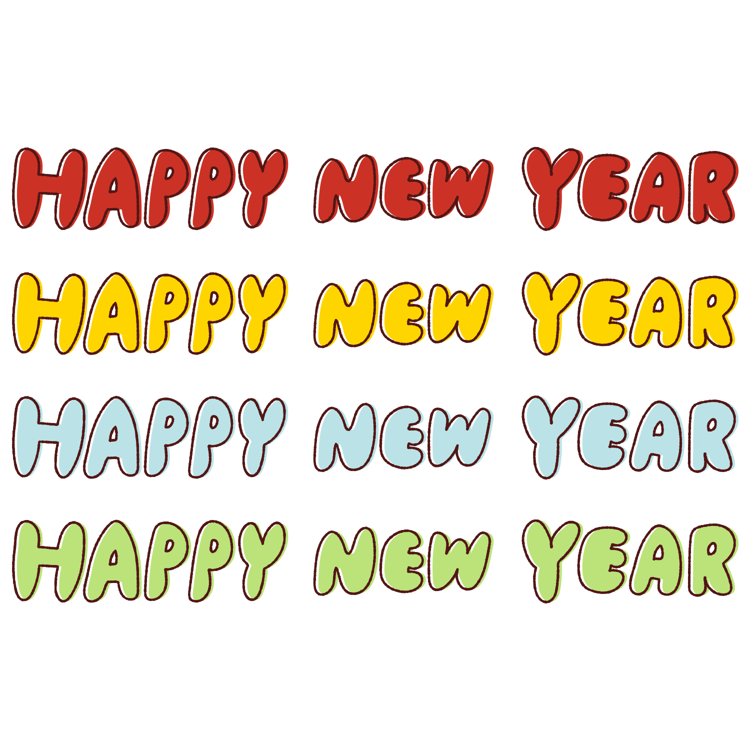 HAPPY NEW YEARハッピーニューイヤー☆マーカーペン☆年賀状フリー素材