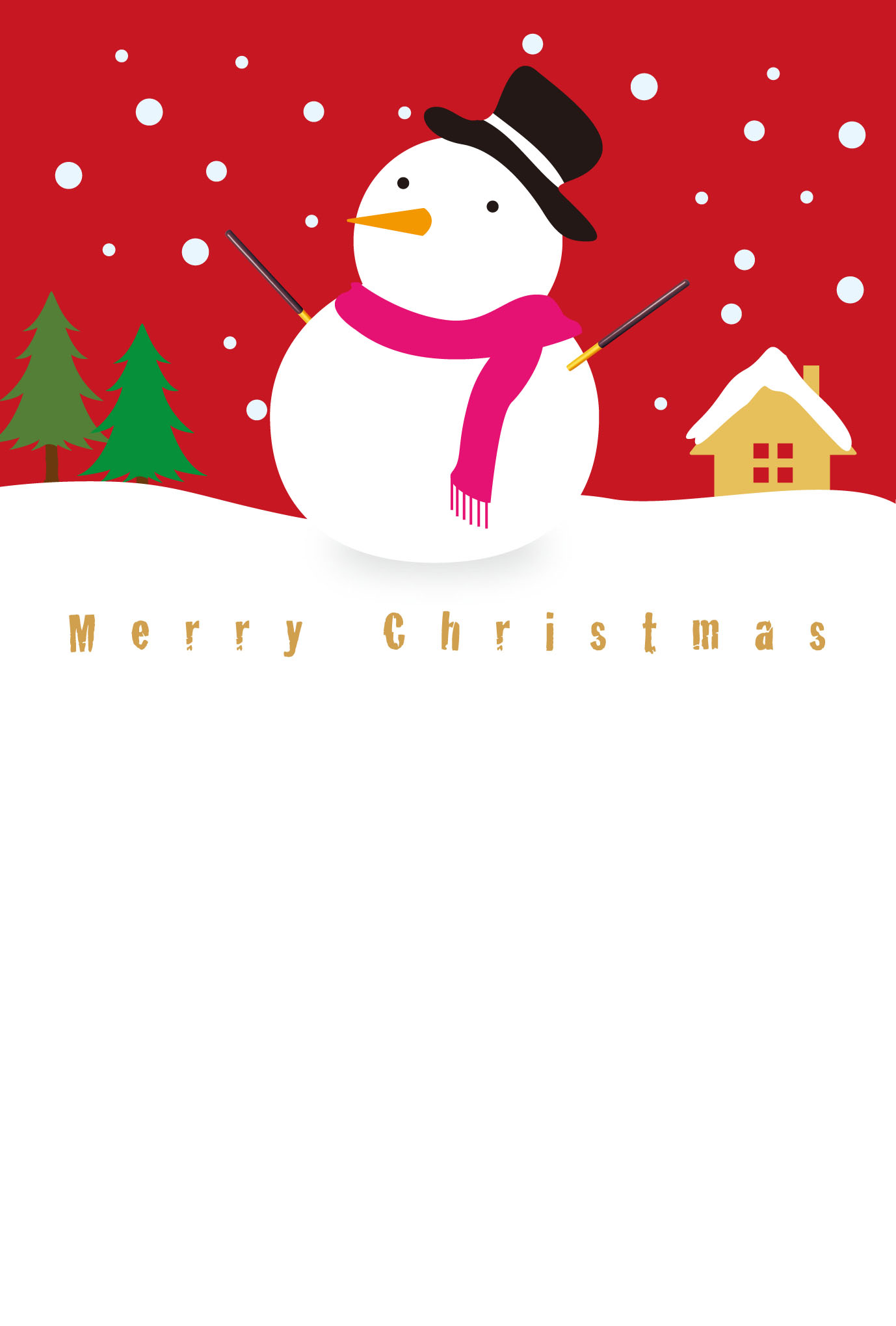 クリスマスカードのテンプレート「雪だるま」かわいいフリー素材集 いらすとや