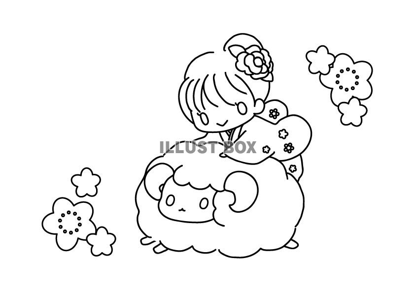 お正月塗り絵無料2025年巳年かわいい1月塗り絵お正月イラストダウンロード無料ダウンロード！保育教材イラスト無料型紙