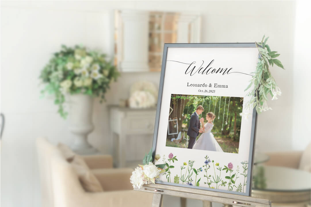 ウェルカムボード 手作りキット ウェディング 結婚式 手作り 材料 名入れ 造花 花 春 夏 秋 冬 印刷 パーティー ウェルカムボード ブルージュウェディング＆リース＆ギフト 通販 11634400Creema クリーマ