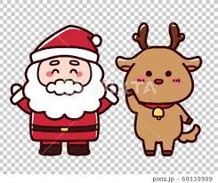 クリスマスのサンタとトナカイの面白ろ可愛いキャラ素材のイラスト素材117084305- PIXTA