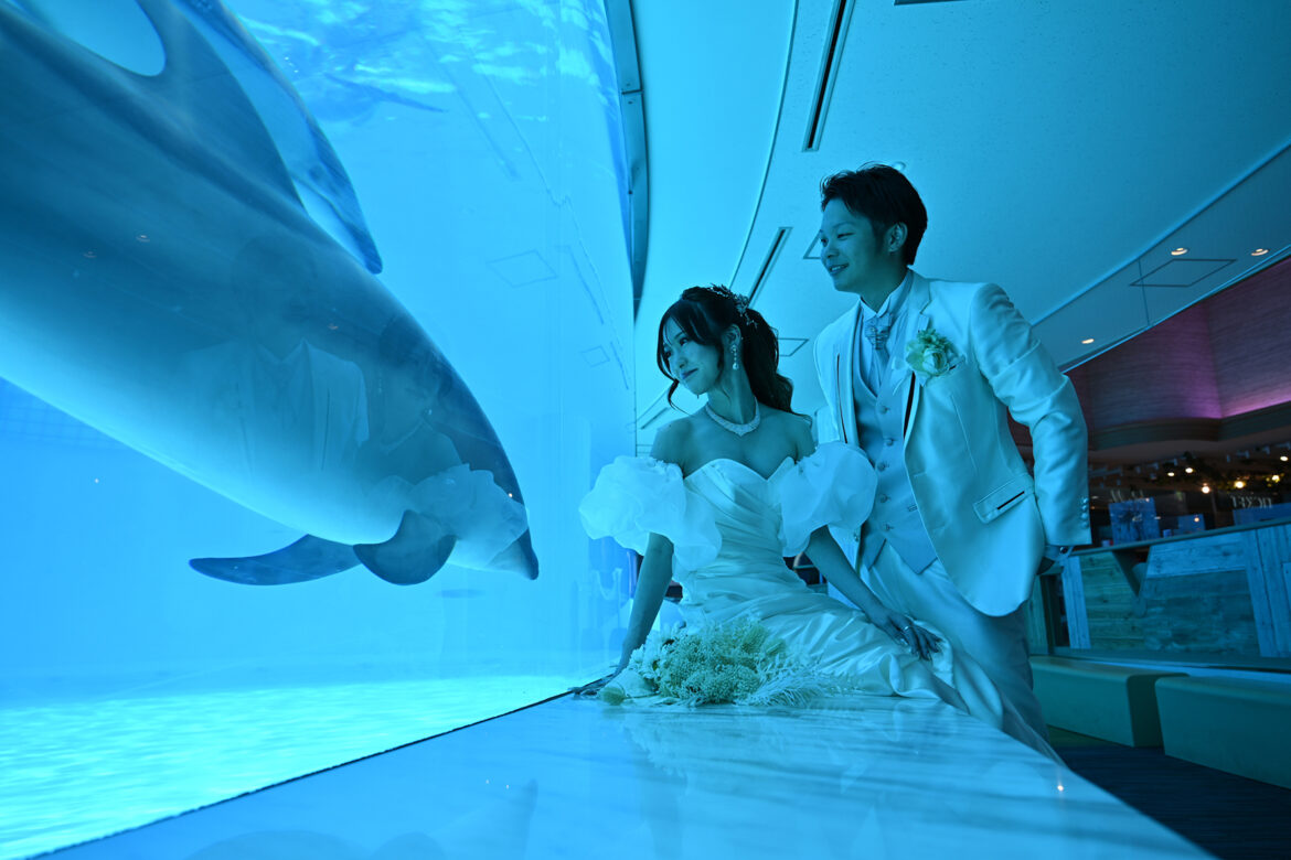 福岡 マリンワールド前撮りプラン - フォトウェディング・前撮り・結婚写真のスタジオフィール