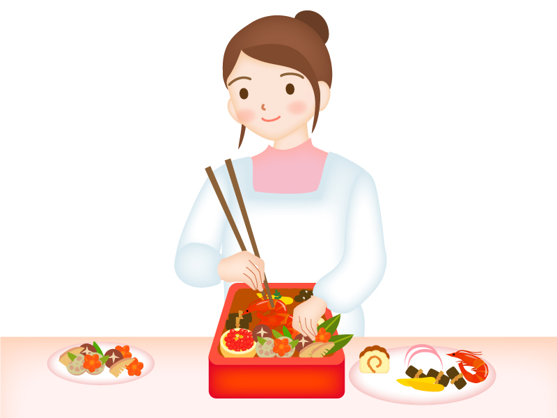 おせちとお雑煮を食べる親子のうさぎ かわいい2023 卯年イラスト無料 フリー87333素材Good