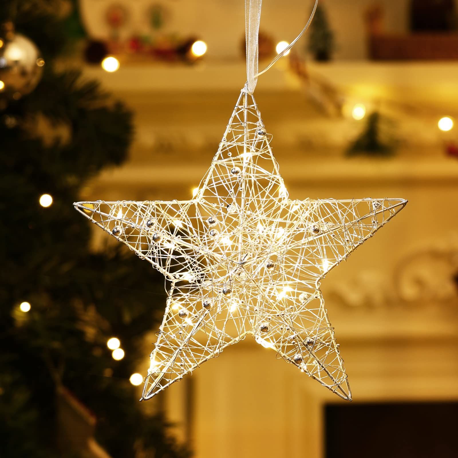 星の孤立した休日のある小さな緑のクリスマスツリーイラスト素材透過、PNGフリー画像ダウンロード - Pngtree