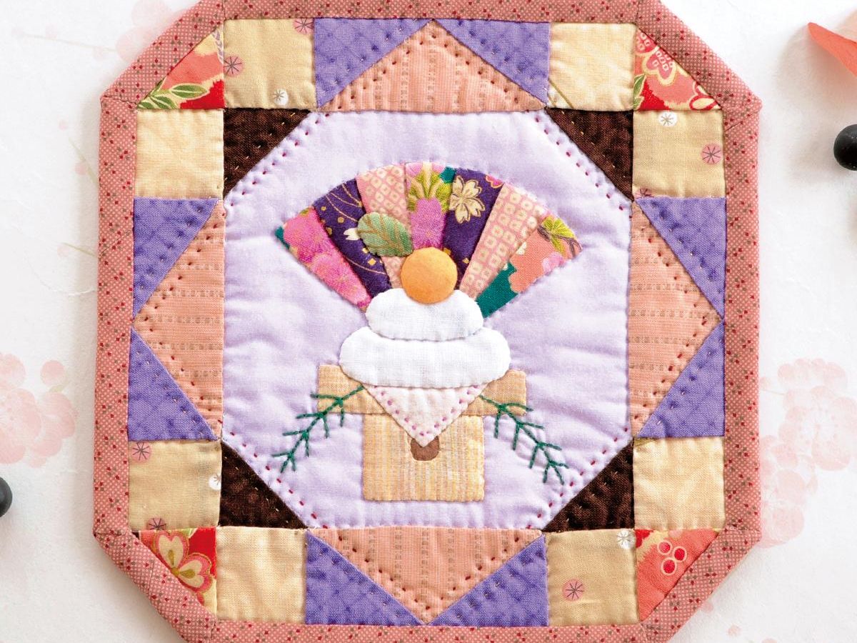 お正月パッチワーク和風タペストリー、アップリケ - 和布・和生地・ちりめん生地・和風布通販 布がたり