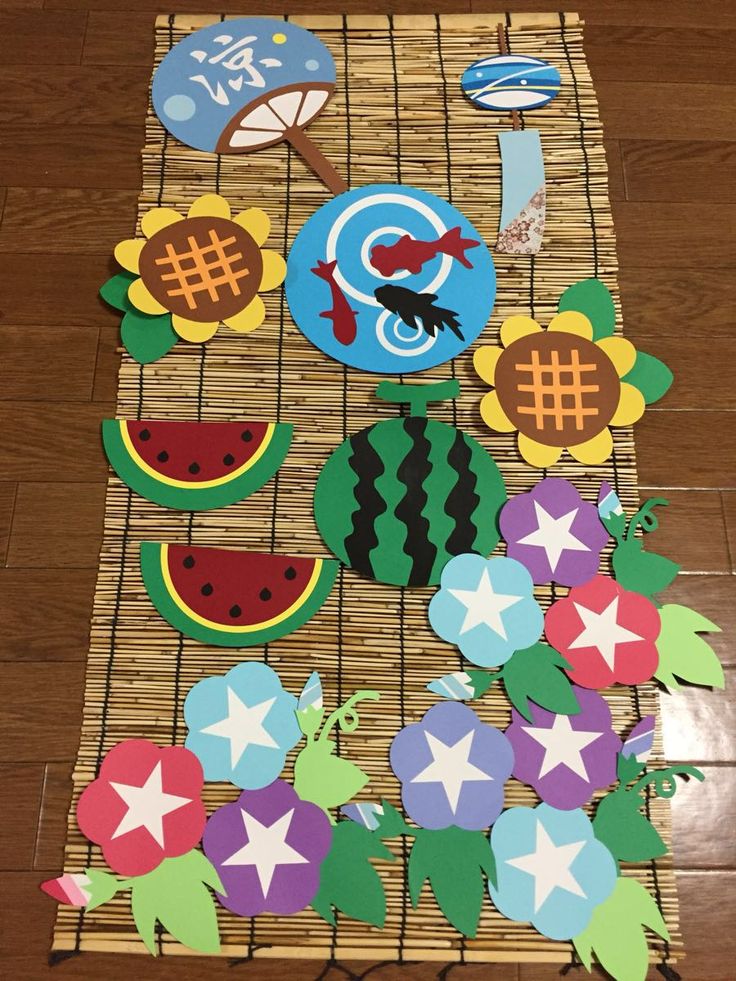 鉄板焼きそばの製作！画用紙で夏祭り屋台をイメージした壁面装飾