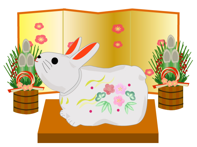 2023 卯年の年賀状デザイン うさぎの正月飾り イラスト素材7085302- フォトライブラリ