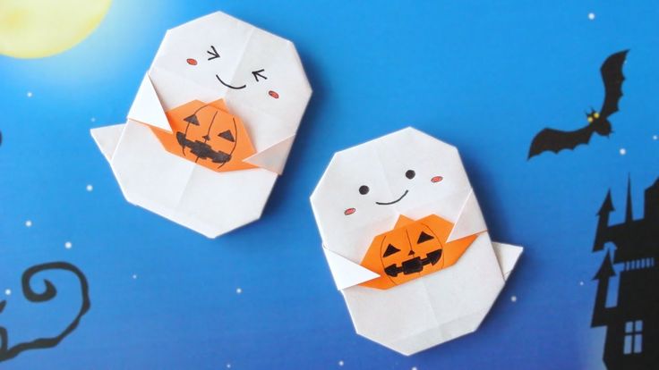 折り紙１枚でできる★ハロウィン簡単 可愛い おばけの折り方 ◇Origami Halloween Ghost ゴースト お化け◇