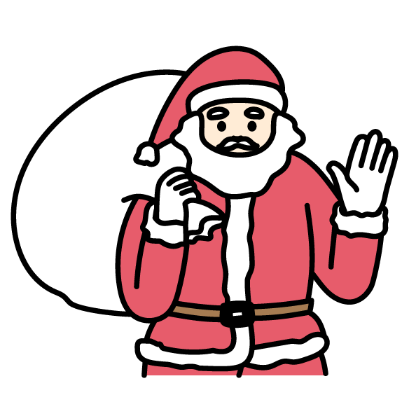 チラシやクリスマスカードに使える笑顔でバンザイしているベーシックなサンタクロースのイラスト素材無料イラスト素材TemplateBox