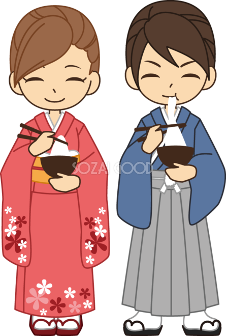 季節の風景を纏う着物姿の女性イラスト・冬水彩イラスト たかなかアトリエ