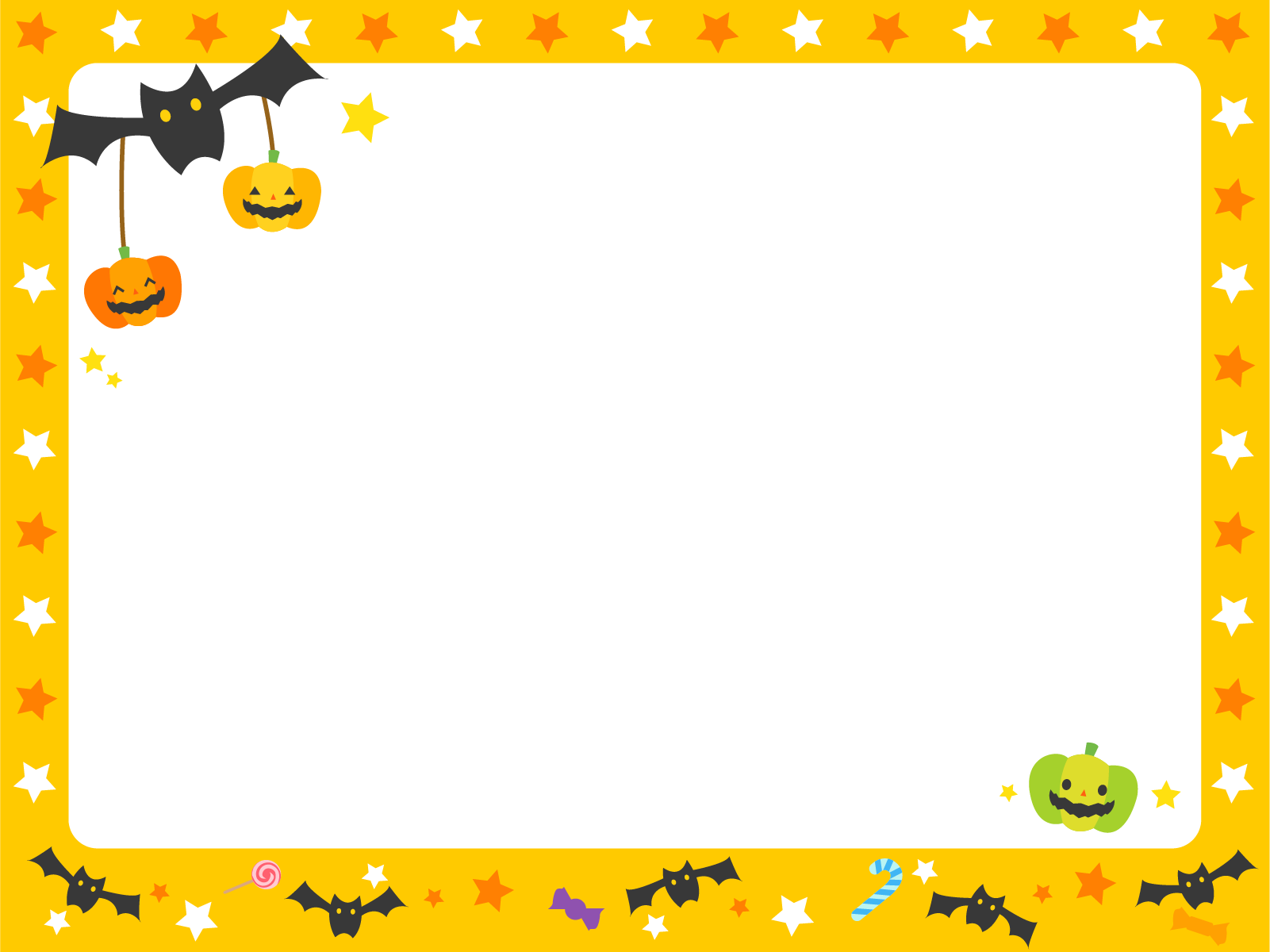 ハロウィンのシンプル枠イラスト-横 ＜無料＞かわいいフリー素材 イラストK