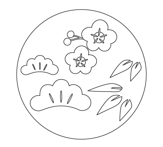 お正月塗り絵無料2025年巳年かわいい1月塗り絵お正月イラストダウンロード無料ダウンロード！保育教材イラスト無料型紙