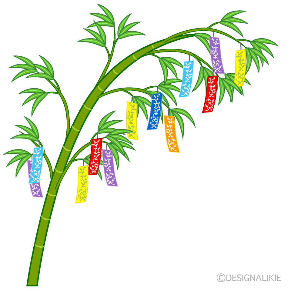 商用フリー無料イラスト_7月_七夕_笹_飾り_短冊 - 商用OK!フリー素材集「ナイスなイラスト」