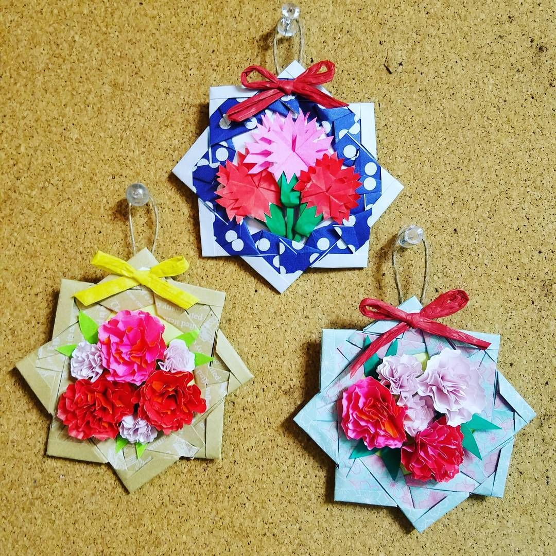 折り紙リース カーネーション 5月 花束 水玉リボン 母の日 壁面飾り 施設 病院 保育園 その他インテリア雑貨 まちこ 通販13562183Creema クリーマ