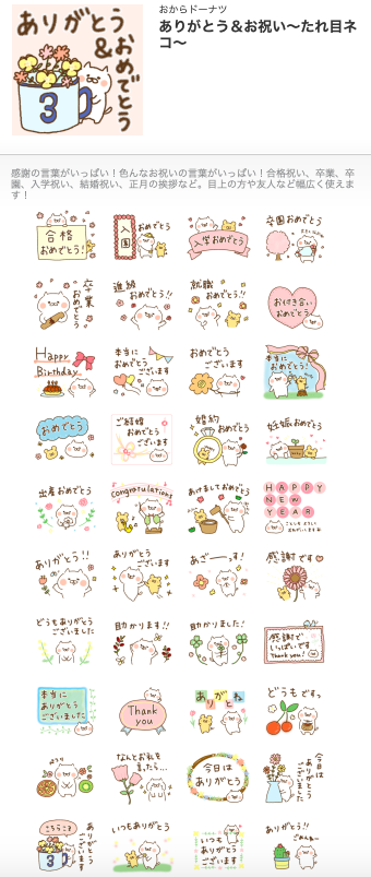 誕生日無料LINEスタンプ「猫 お誕生日おめでとう」無料LINEスタンプ