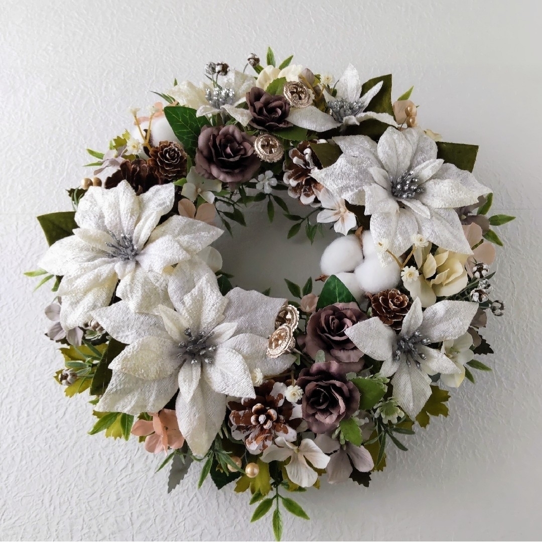 クリスマスリース 30％OFF 在庫限り スノーホワイト×ラメ 大 リース 白 ピンク 玄関 飾り おしゃれ 可愛い 幅34*奥行8*高さ34cm :ガーデンスタイルYahoo!店 - 通販 - Yahoo!ショッピング