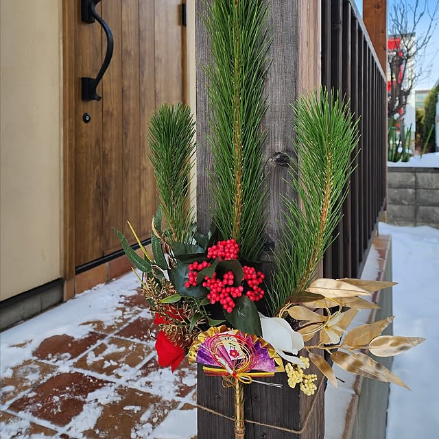 Amazonニューイヤーナチュラルミニ門松 お正月 新年 おしゃれ モダン シックMサイズ, ナチュラル正月飾りおもちゃ