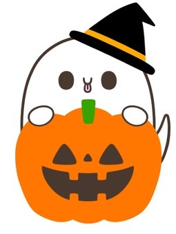 ハロウィンかぼちゃとおばけ モノクロイラスト 保育で使える無料素材 ほいくisダウンロード