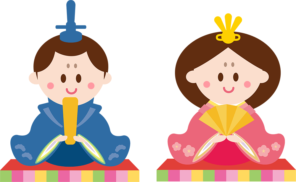 生活・保育・春・行事 かわいいひな祭りのフリーイラスト ひな人形・ぼんぼりフタバのフリーイラスト