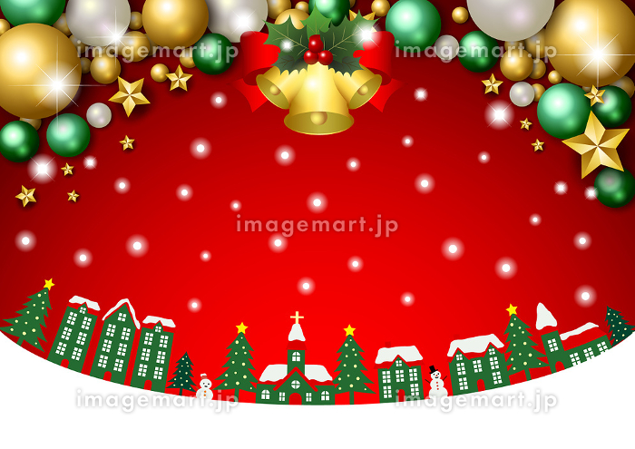 12月 冬 クリスマスの夜空とサンタ トナカイ 雪だるま ツリーの飾り背景イラスト無料フリーイラスト素材集 Frame illust