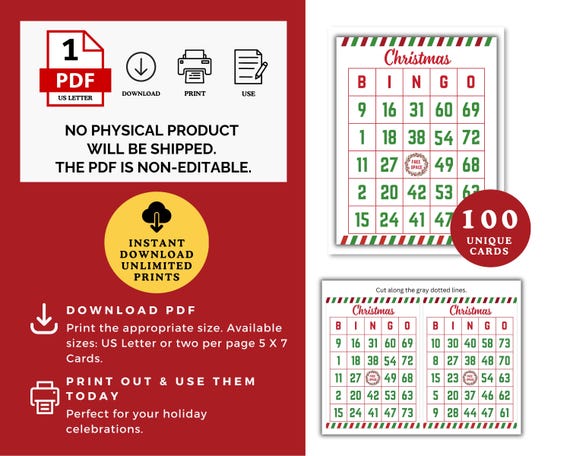 手描きのかわいいクリスマス ビンゴ カード無料ベクトル素材