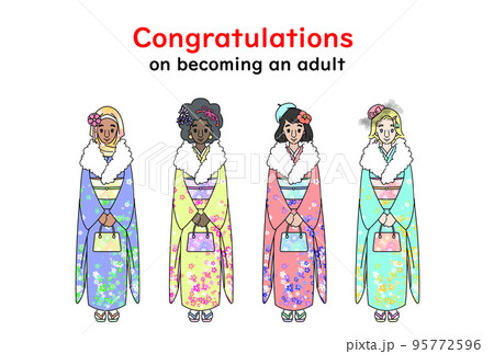 成人の日 メッセージカード イラスト素材5378159- フォトライブラリ