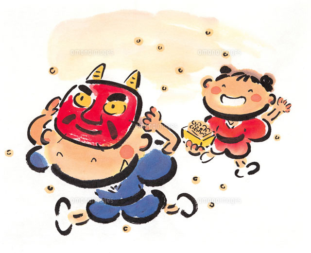 節分のイラスト 鬼と福 無料イラスト