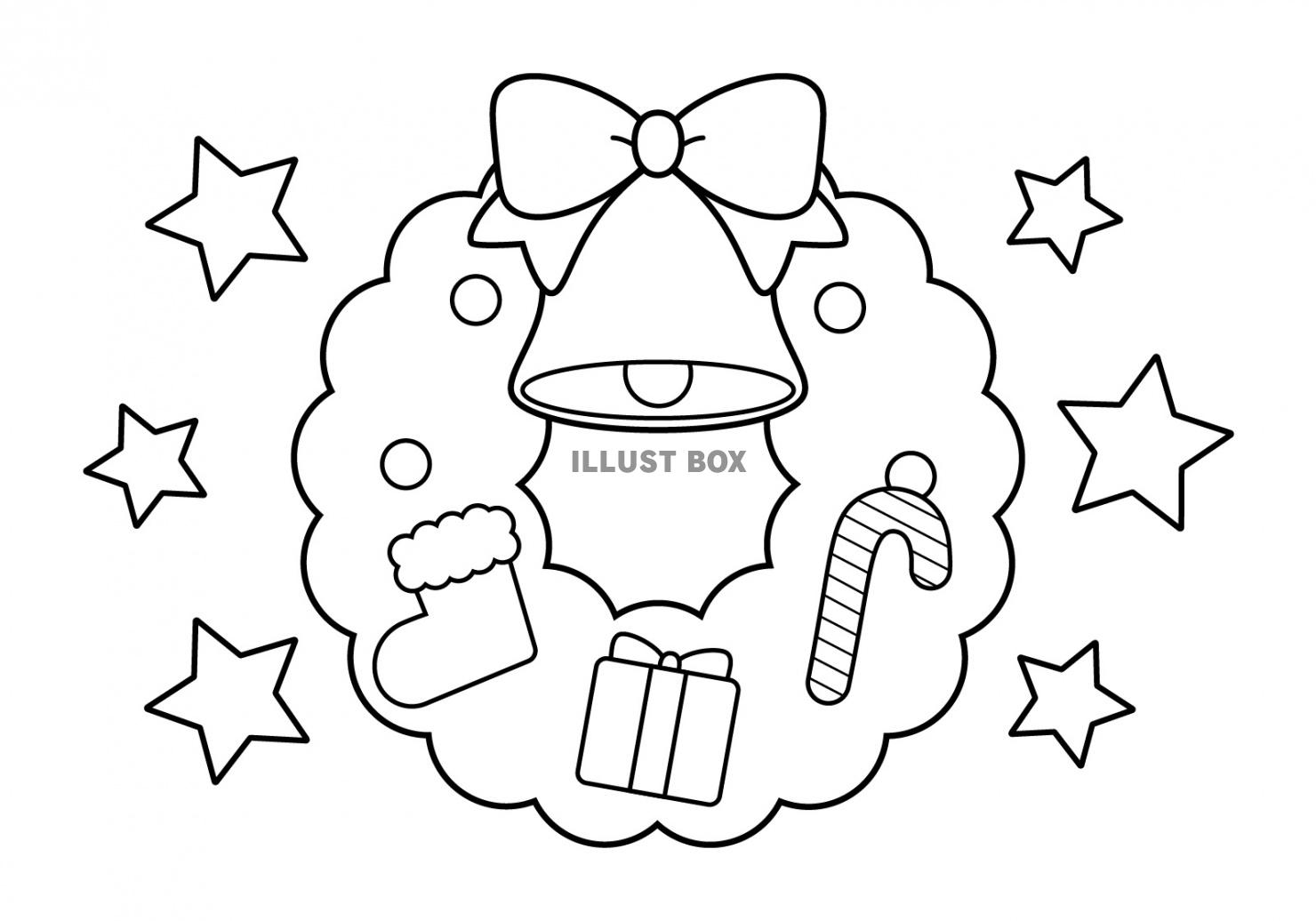 リース2 彩色見本クリスマス 冬の季節・行事 大人の塗り絵 ぬりえプリント