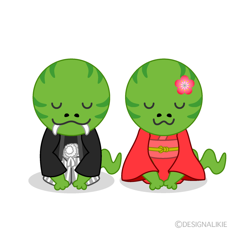 生活・人・冬・行事 お正月 新年のあいさつをする男性のかわいいフリーイラストフタバのフリーイラスト