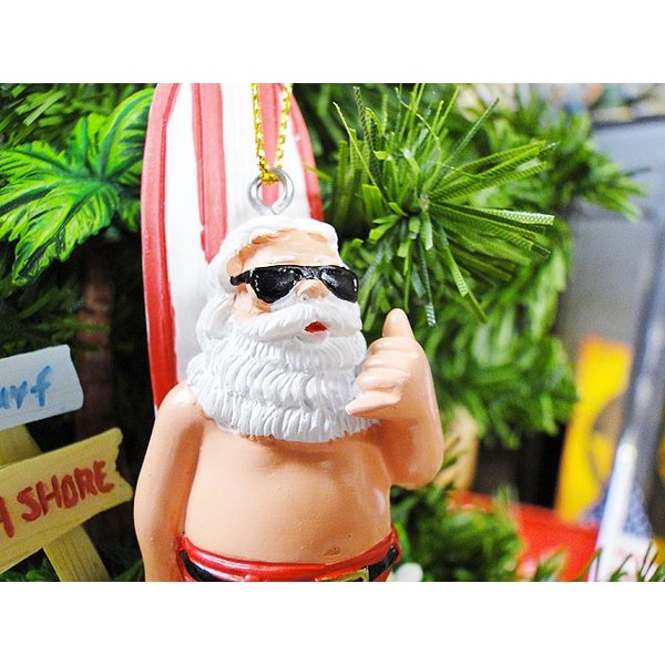 サンタパーソナライズされたアンドサーフボードビーチクリスマス セラミックオーナメントZazzle.co.jp