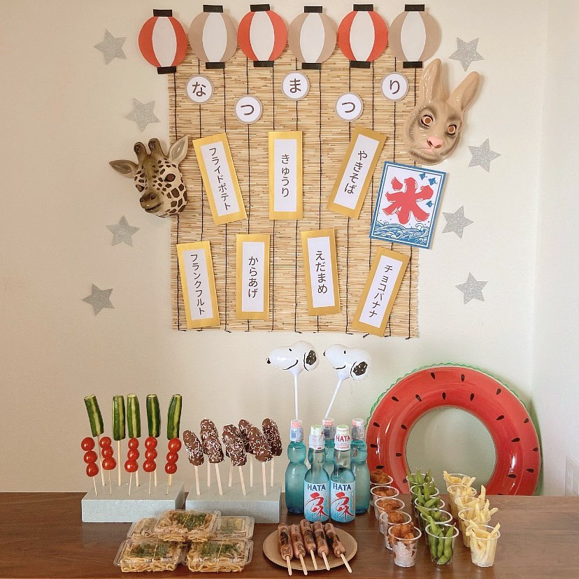 おうち縁日ごっこ♪すみっコぐらし夏祭りパーティーで可愛い屋台メニュー行事食百花