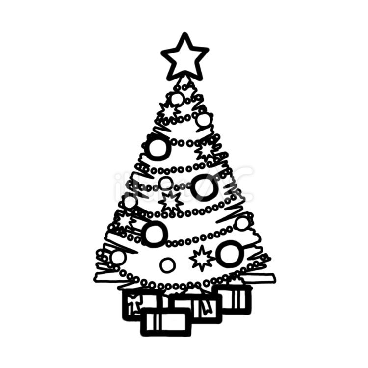 クリスマスブーツの白黒無料フリーイラスト - イラストストック