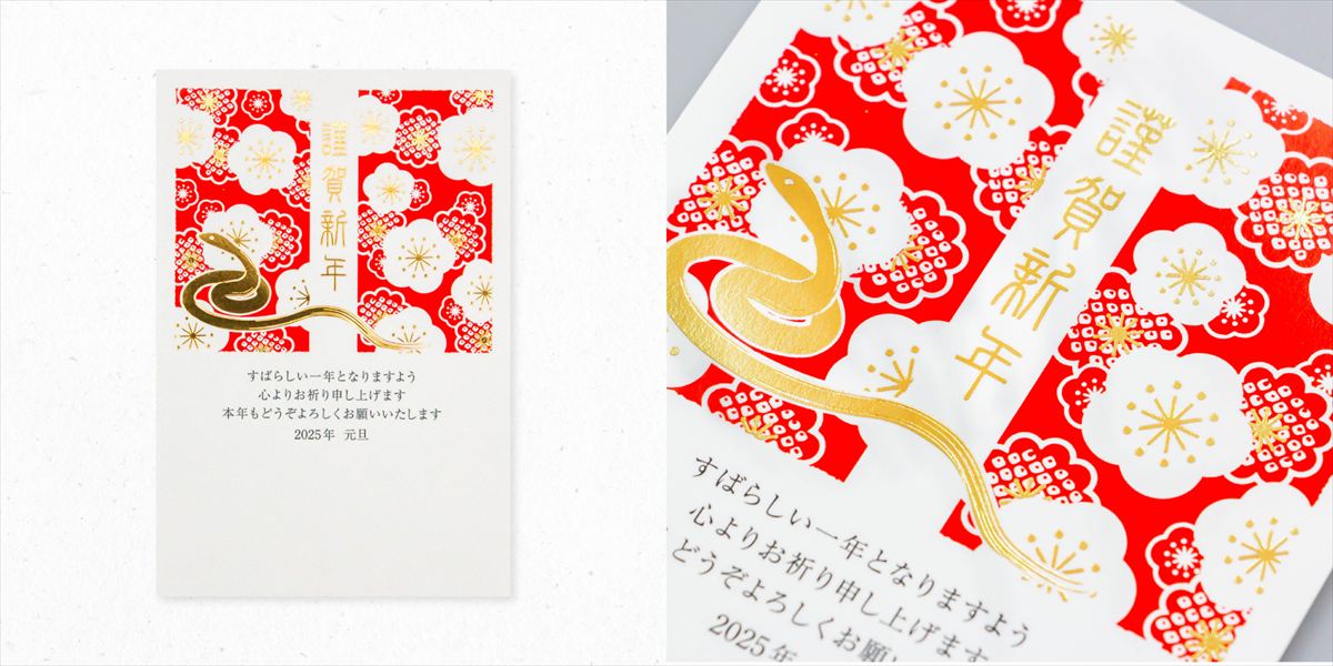 Amazonartgear 年賀状 2025年 ハガキ令和7年巳年 デザイン パック年賀状 5枚入りA-0525A05年賀はがき 印刷済み 郵便局 お年玉付き年賀はがき イラスト 無地ポストカード・絵柄付はがき文房具・オフィス用品