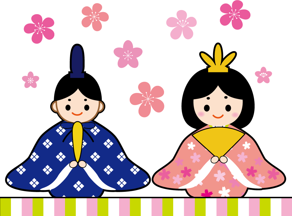 アニメ風のひな祭りイラストのフリー素材イラストイメージ
