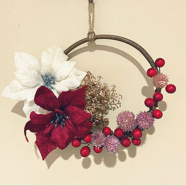 100均 クリスマスリースのおしゃれなアレンジ・飾り方のインテリア実例RoomClip ルームクリップ