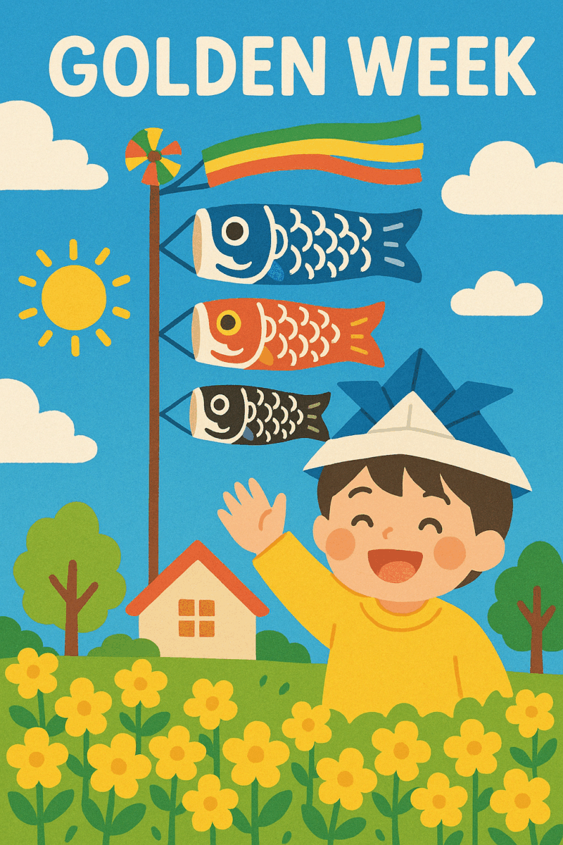 ゴールデンウィークのタイトル文字イラスト季節行事の無料イラスト素材集