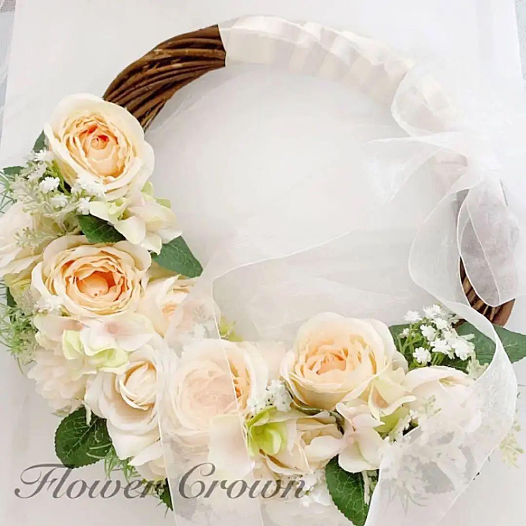 ボタニカルなリースブーケとお揃いの花嫁ヘアです♡ウェディングブーケ専門店INFINITY