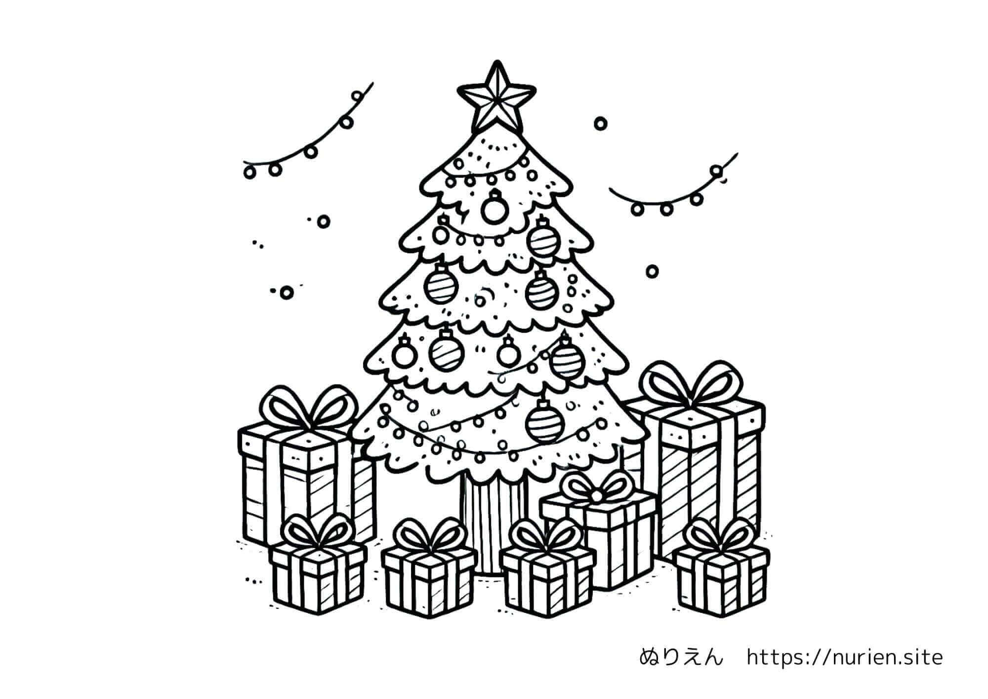 ぬりえ クリスマスつめこみツリーほいくえ