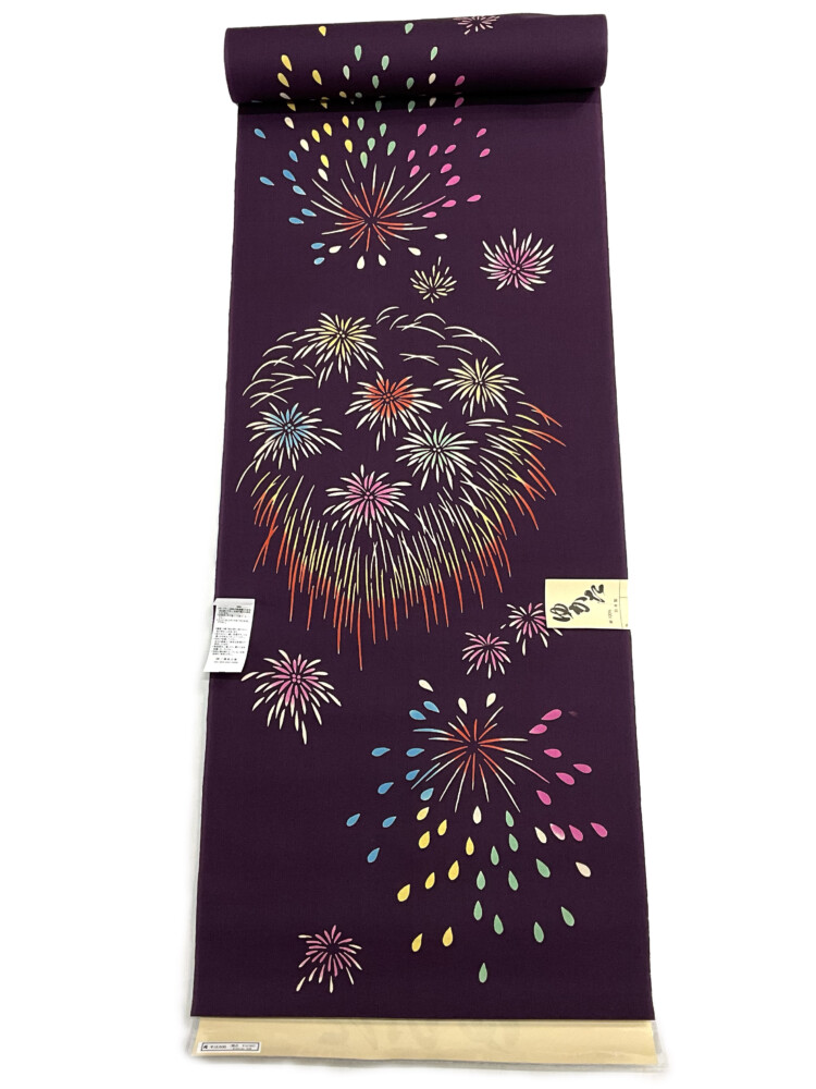 浴衣 有松鳴海絞り 花模様 花火 着物 055w p