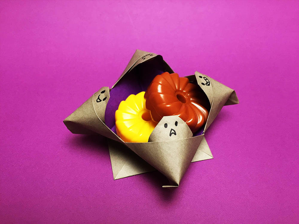 折り紙ハロウィン猫のお菓子入れ30個