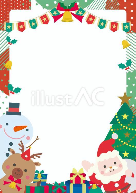 クリスマスツリー枠のかわいい縦フレーム枠無料イラスト57718素材Good