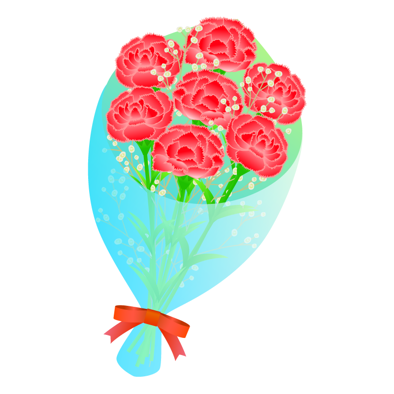 かわいい札にロゴ文字「お母さんありがとう」母の日カーネーションイラスト83764素材Good